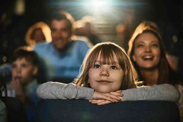 close-up of a girl at the cinema.
